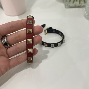Valentino Red and Black Studded Bracelets